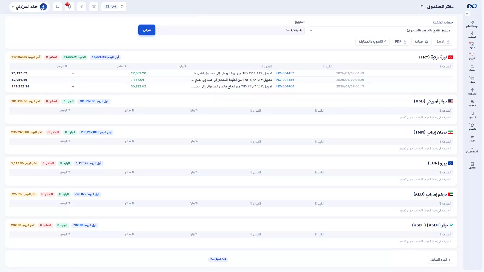 صفحة لوحة الأسعار في نكستو وعليها سعرا الشراء والبيع جاهزان للتحديث اليومي