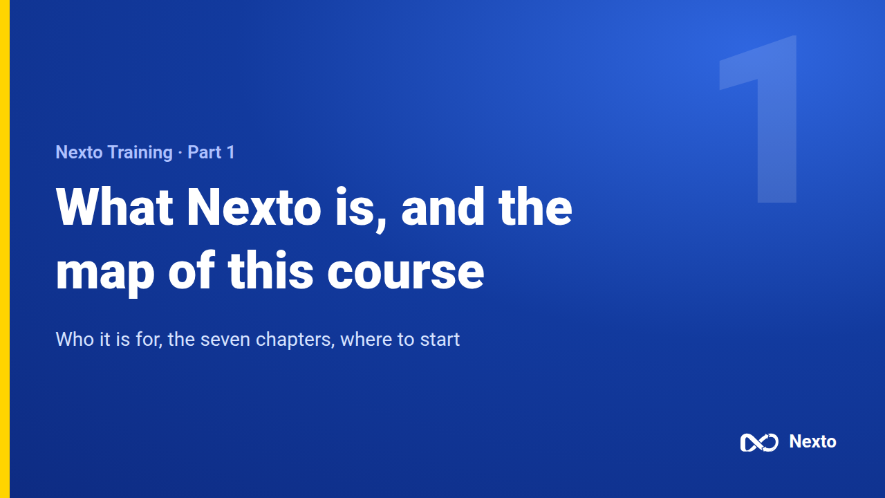 What Nexto is, and the map of this course
