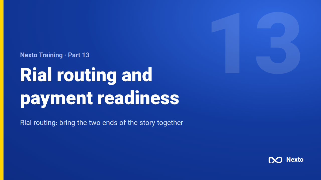 Rial routing and payment readiness