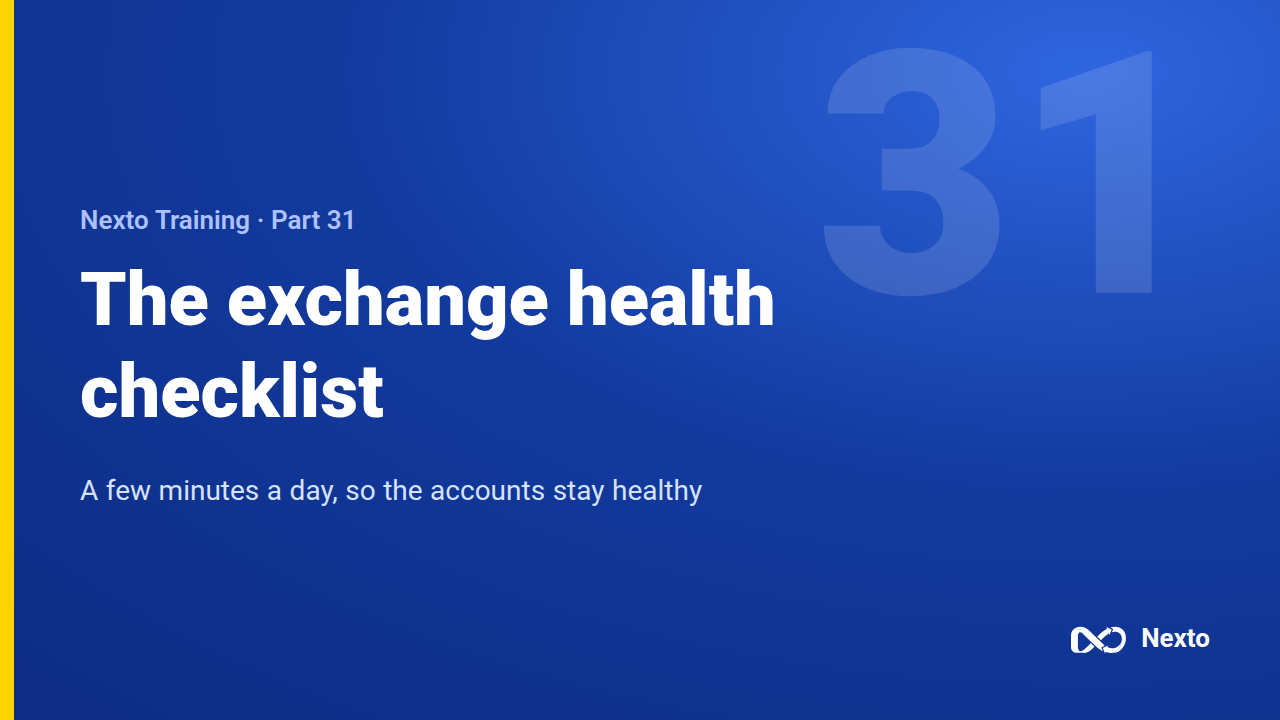The exchange health checklist