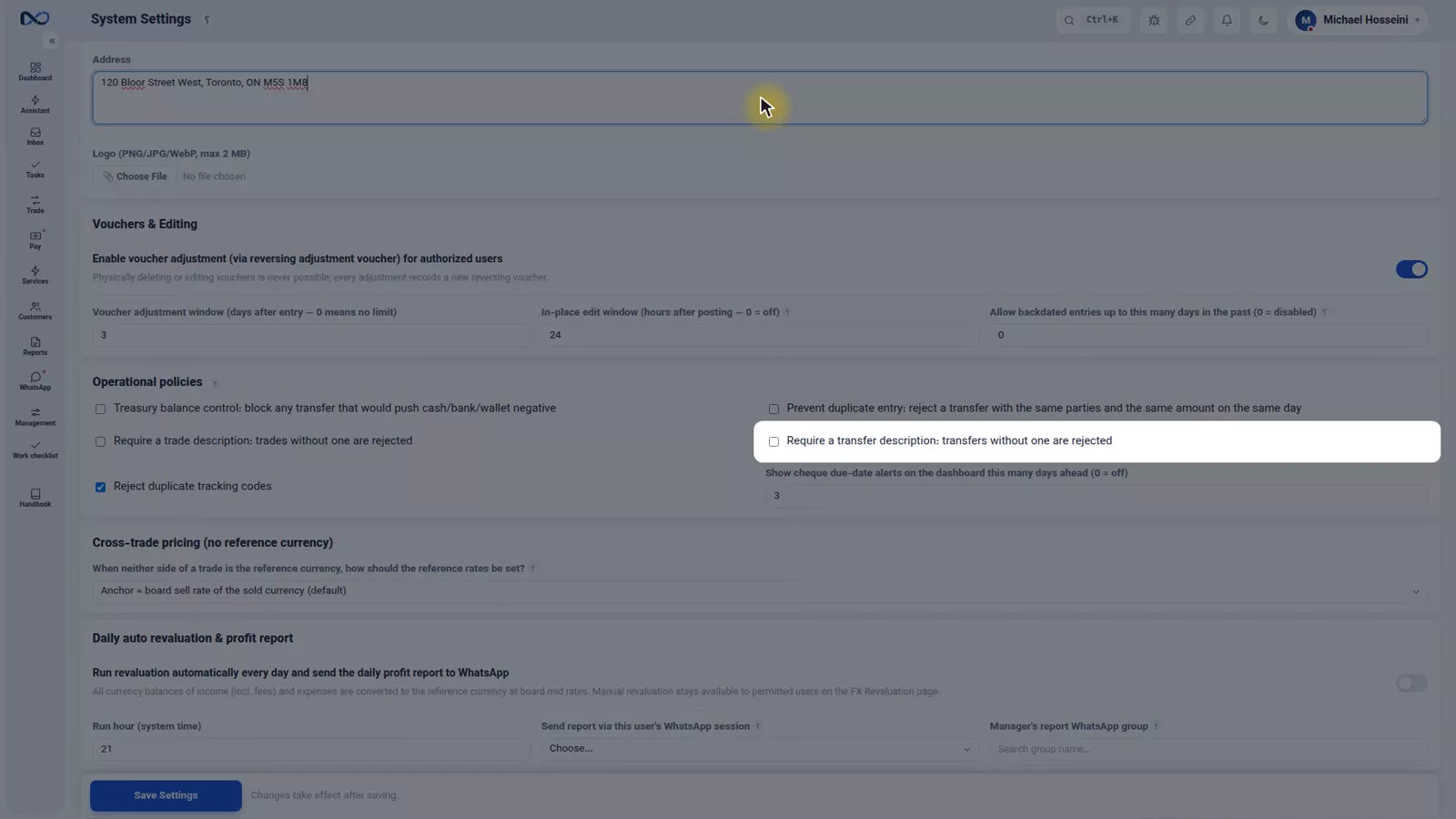 The five guard checkboxes in Nexto settings, all switched on