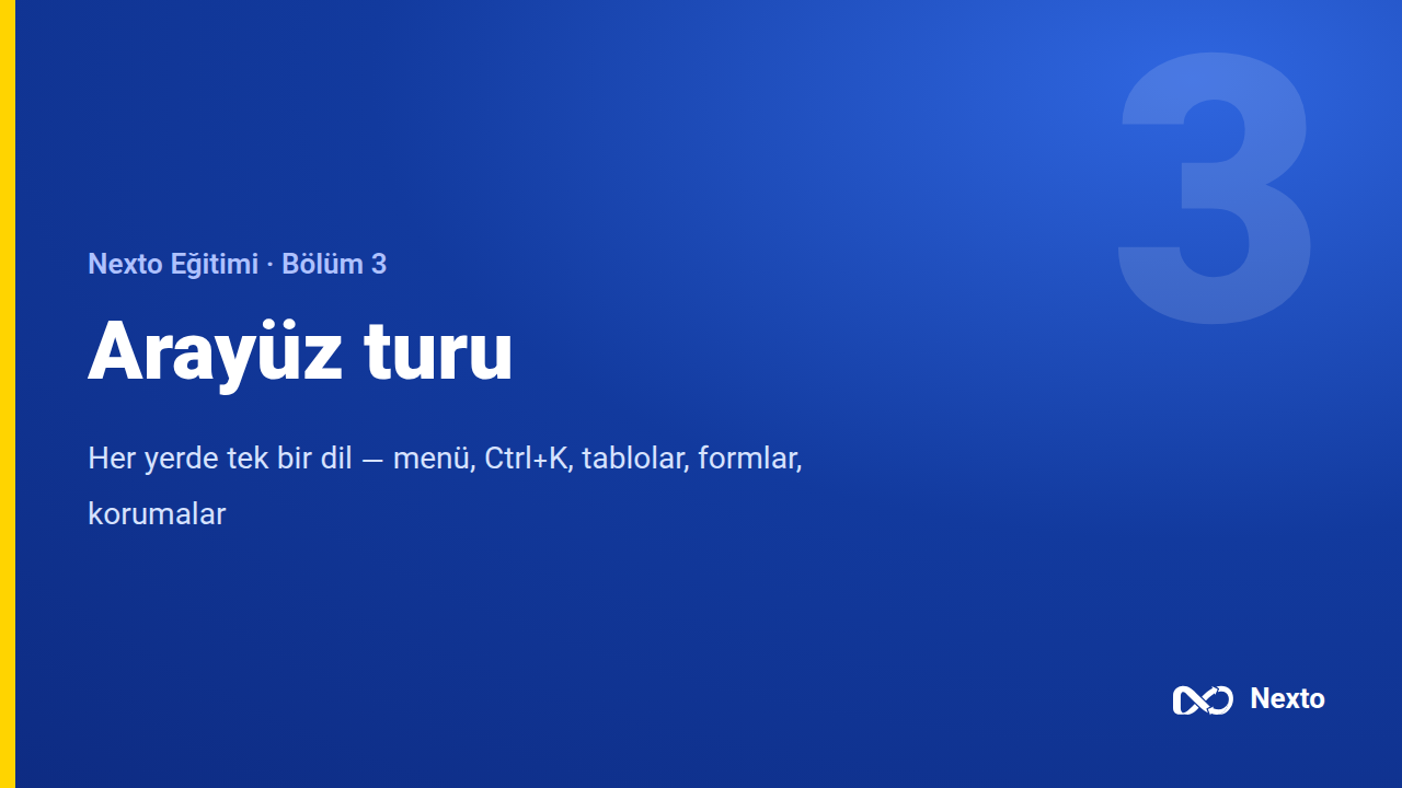 Nexto arayüzünün turu