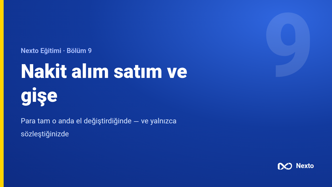 Nakit işlemler, kasa ve kasa talimatları