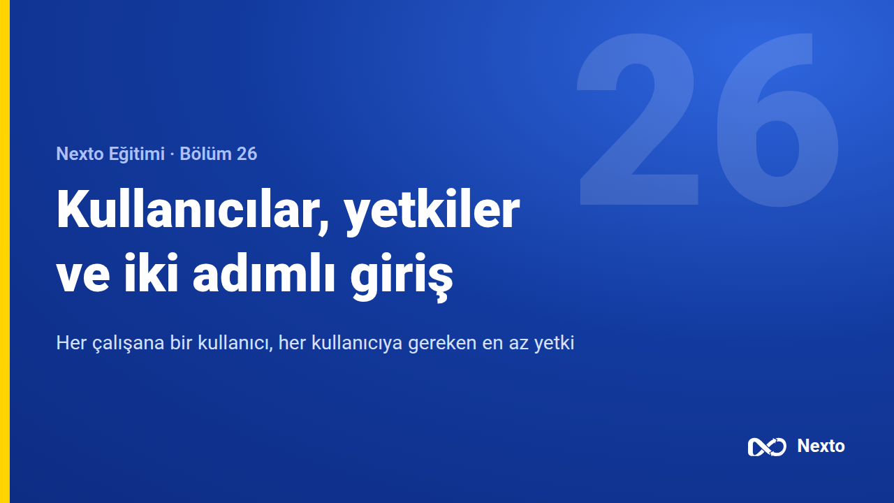 Kullanıcılar, yetkiler ve iki adımlı giriş